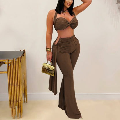 Women Wear Sexy Summer Tube Top Bandage Trousers Set