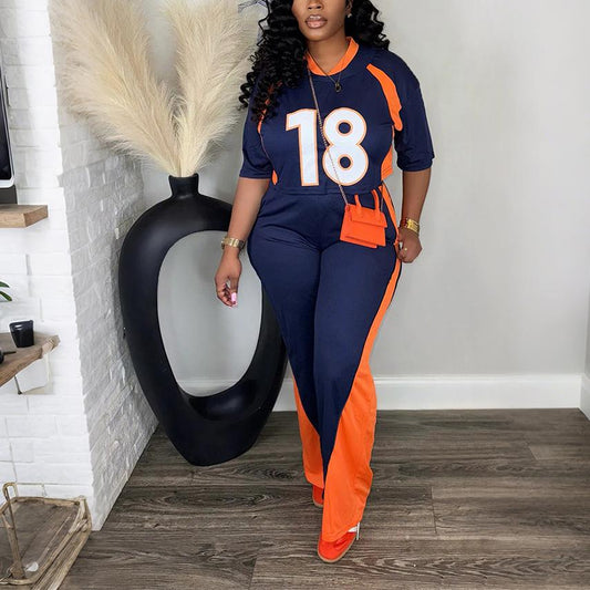 Women Half Sleeve Top with Slim Fit Trousers Casual Two Piece Set