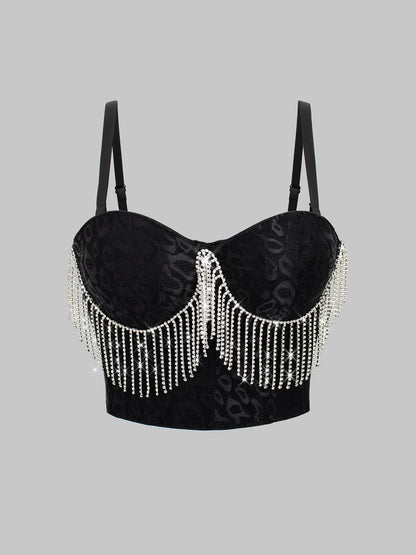 性感肚皮舞服裝，鑲鑽流蘇吊帶背心外套，塑身塑形緊身胸衣