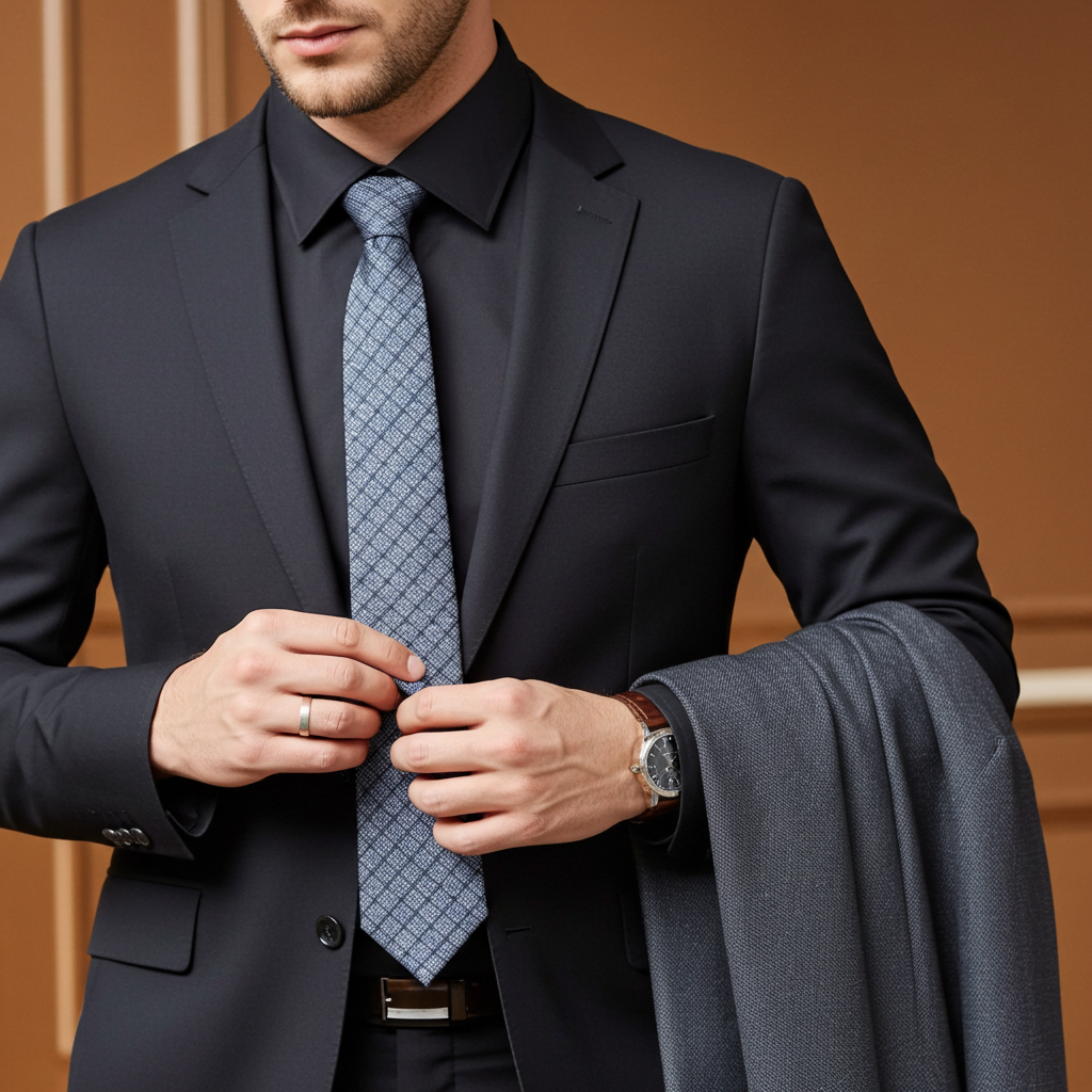 David 撞色細節紐扣襯衫 // 黑色 // 現代版型（常規）