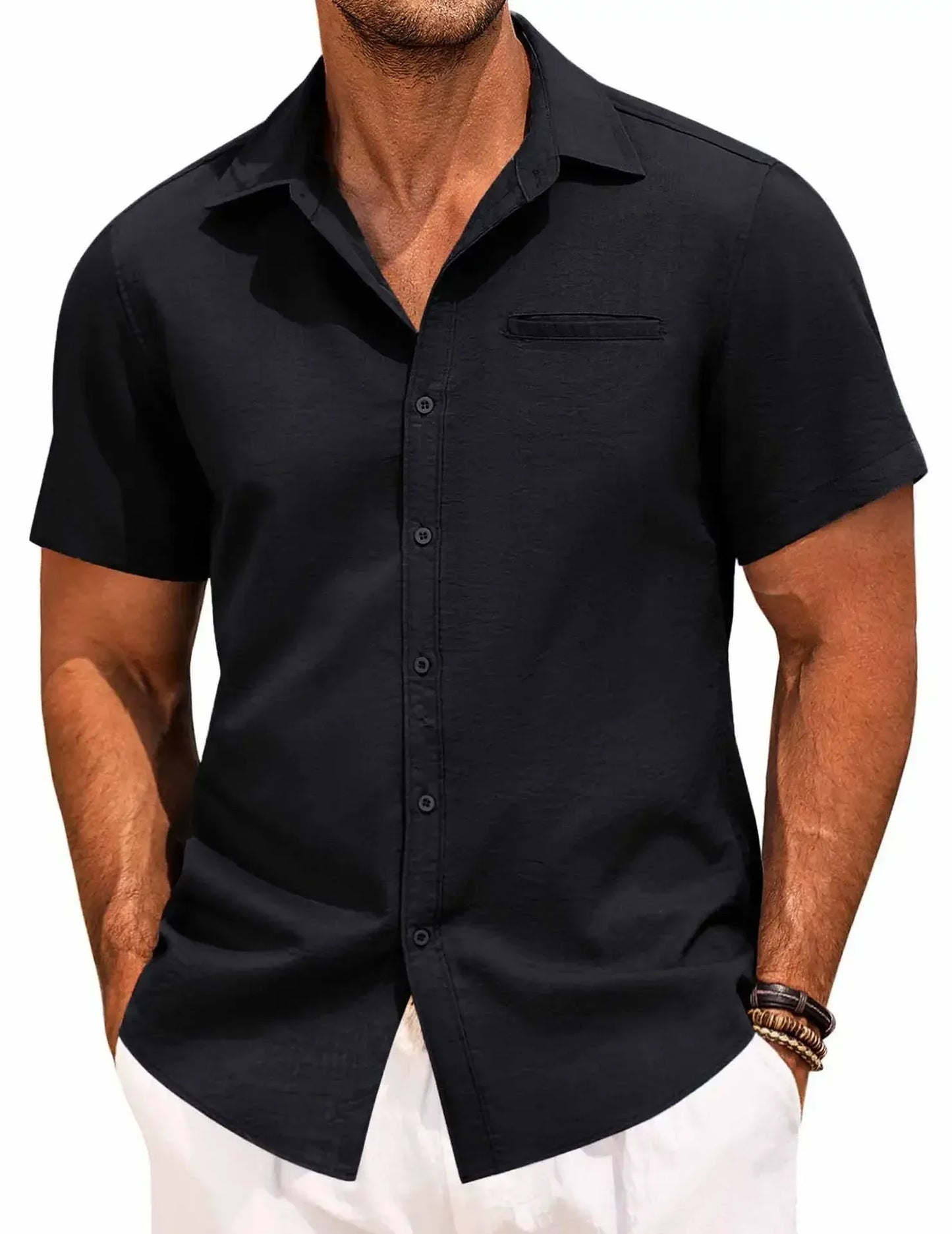 Men's Plus Size Classic Short Sleeve Button Down Shirt