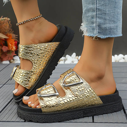 Double Buckle Platform women Sandals