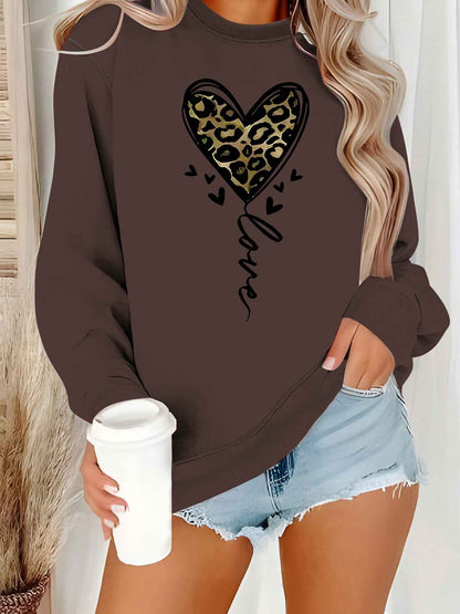 Leopard print heart-shaped printed hoodie