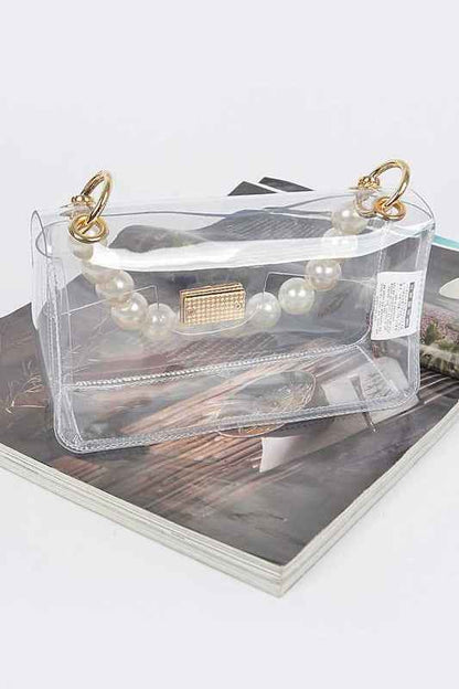 Pearl Top Handle Clear Swing Bag