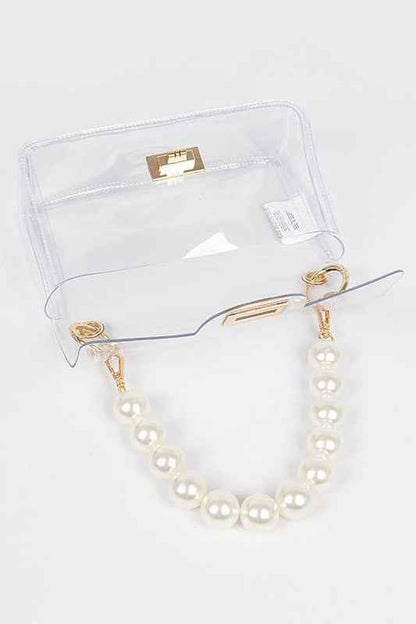 Pearl Top Handle Clear Swing Bag