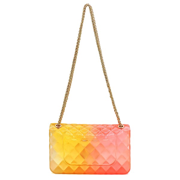 Bolso de hombro de gelatina multicolor con relieve acolchado