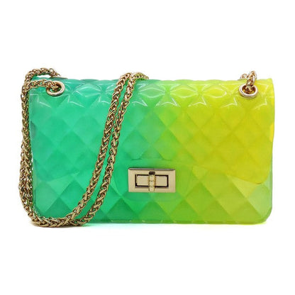 Bolso de hombro de gelatina multicolor con relieve acolchado