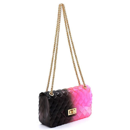 Bolso de hombro de gelatina multicolor con relieve acolchado
