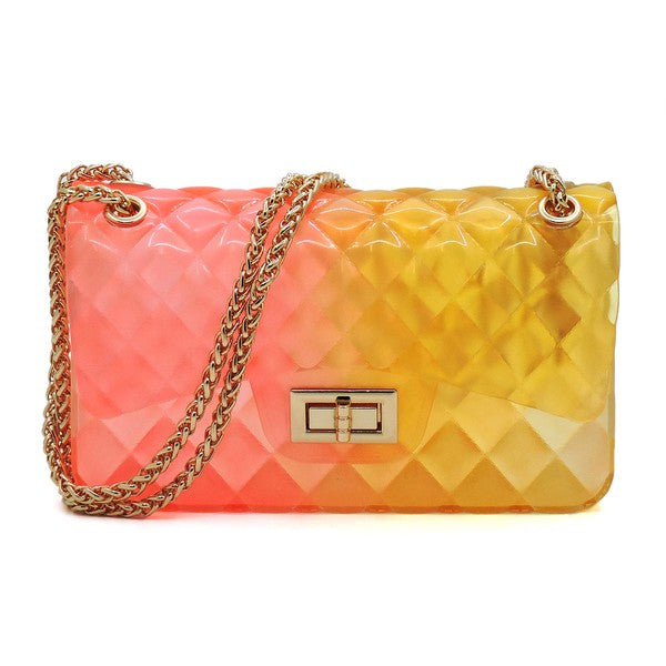 Bolso de hombro de gelatina multicolor con relieve acolchado