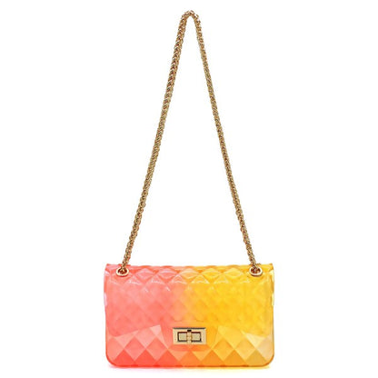 Bolso de hombro de gelatina multicolor con relieve acolchado