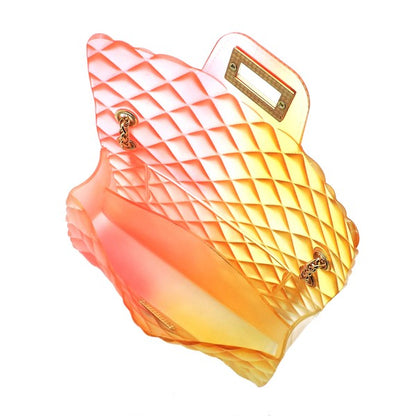 Bolso de hombro de gelatina multicolor con relieve acolchado