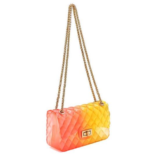 Bolso de hombro de gelatina multicolor con relieve acolchado