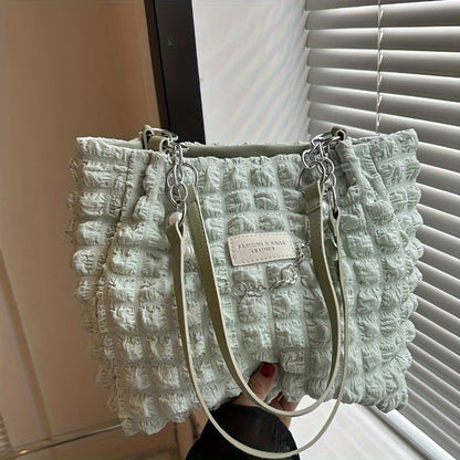 Elegante bolso de hombro con burbujas plisadas y estructurado para mujer