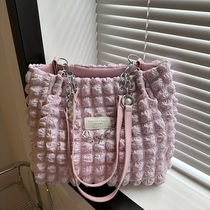 Elegante bolso de hombro con burbujas plisadas y estructurado para mujer