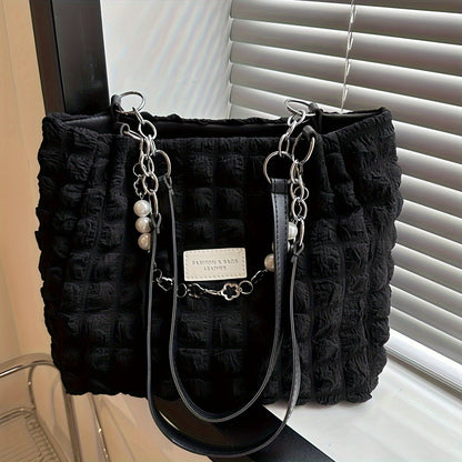 Elegante bolso de hombro con burbujas plisadas y estructurado para mujer