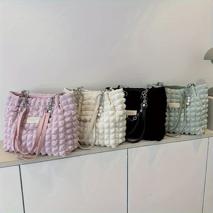 Elegante bolso de hombro con burbujas plisadas y estructurado para mujer