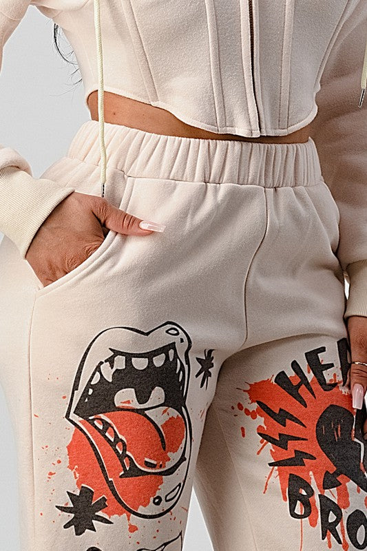 CONJUNTO DE CHAQUETA CASUAL Y PANTALÓN GRÁFICO ATHINA