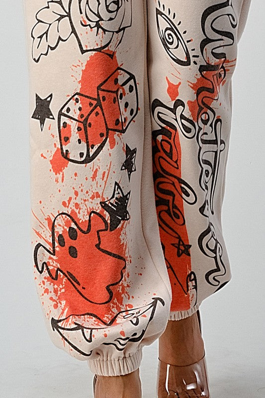 CONJUNTO DE CHAQUETA CASUAL Y PANTALÓN GRÁFICO ATHINA