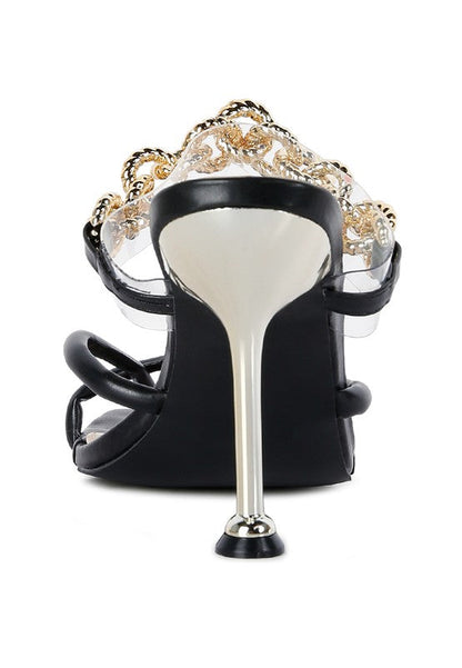 Social Bee 鏈條裝飾高跟涼鞋