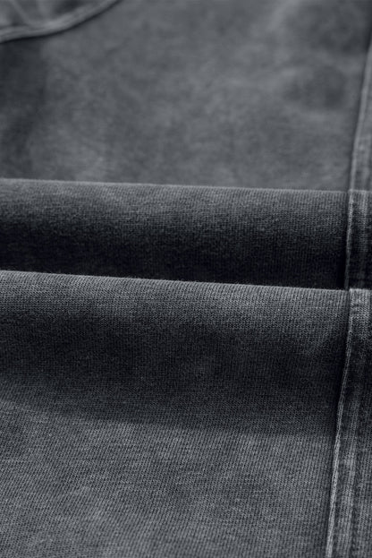 Medium Grey Mineral Wash Jogger Style High Waist Casual Pants