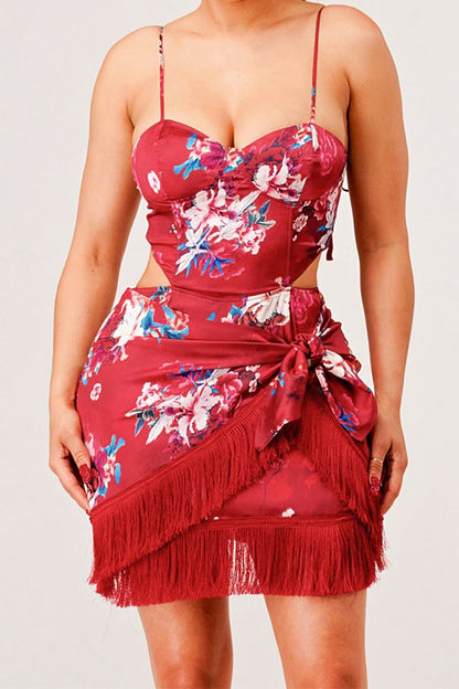 Vestido mini con estampado floral Athina Kimono