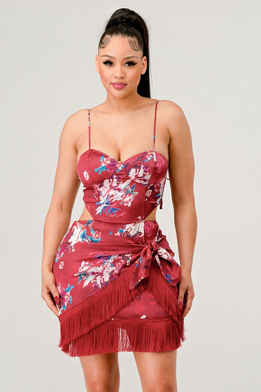 Vestido mini con estampado floral Athina Kimono