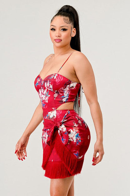 Vestido mini con estampado floral Athina Kimono