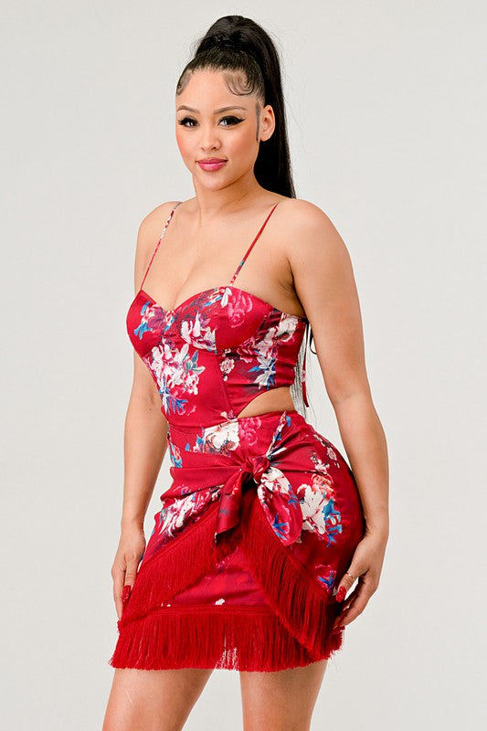 Vestido mini con estampado floral Athina Kimono