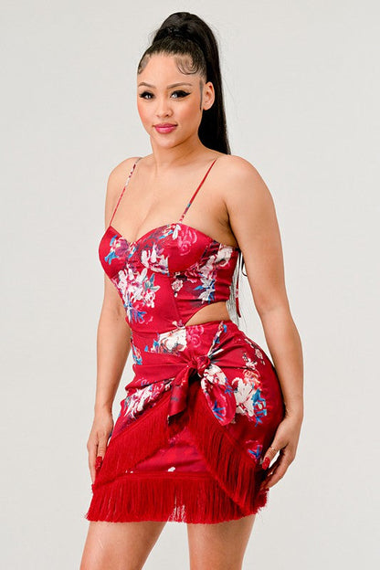 Vestido mini con estampado floral Athina Kimono