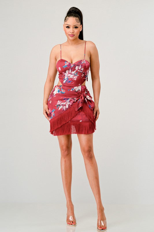 Vestido mini con estampado floral Athina Kimono