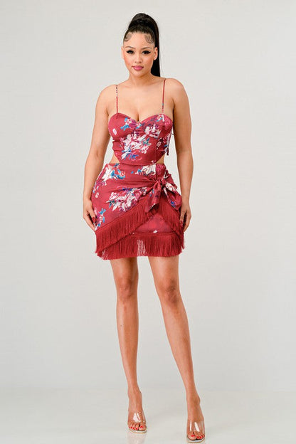 Vestido mini con estampado floral Athina Kimono