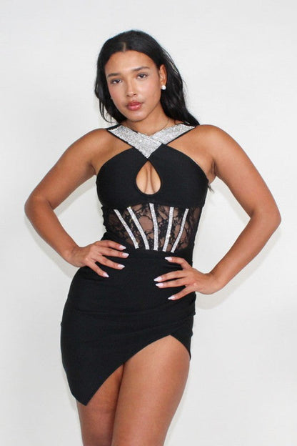 裝飾繃帶迷你連身裙