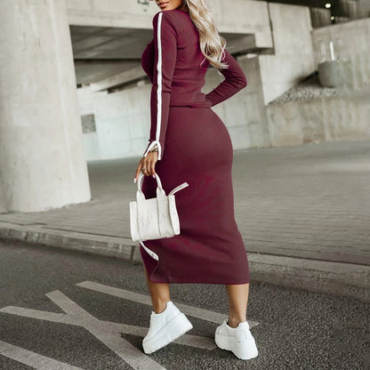 Women’s 2-Piece Skirt Set — Long Sleeve Sweatshirt + Midi Skirt
