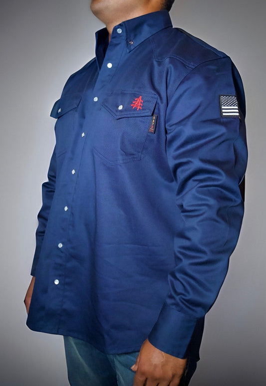 FR 西部風格珍珠扣 - 海軍藍