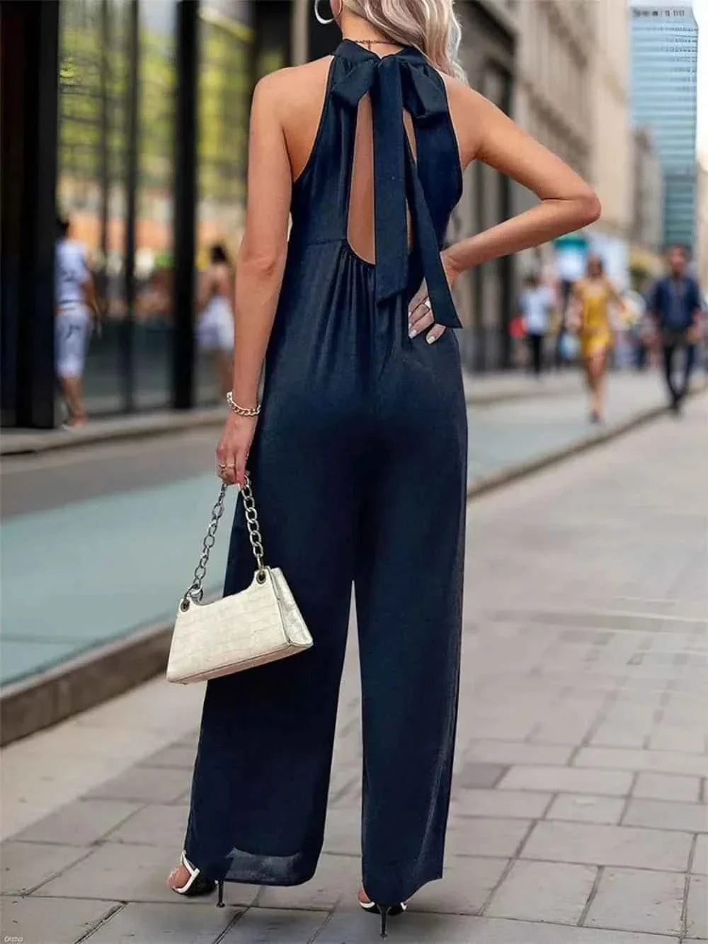 Perfee Tied Grecian : Wide Leg Jumpsuit