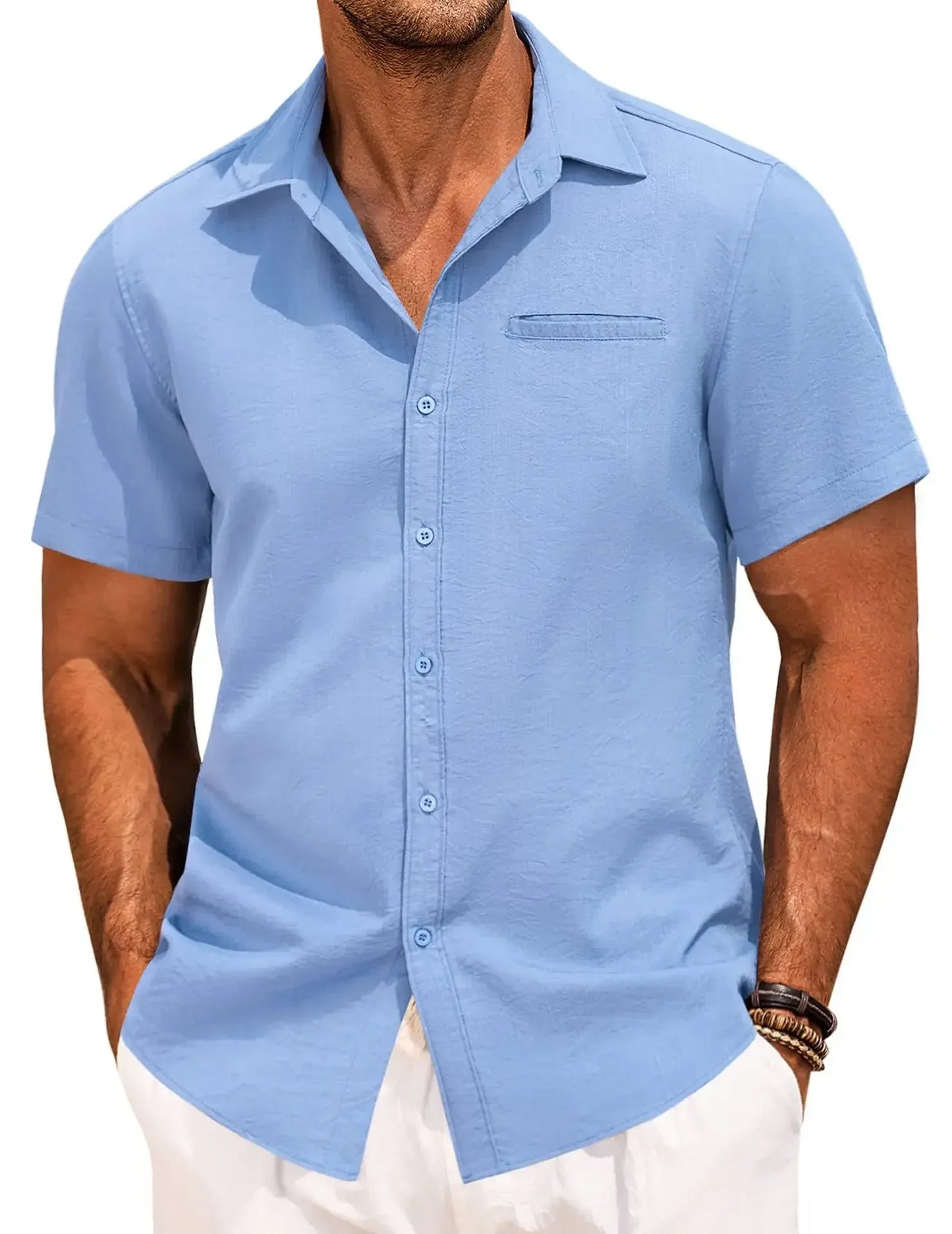Men's Plus Size Classic Short Sleeve Button Down Shirt