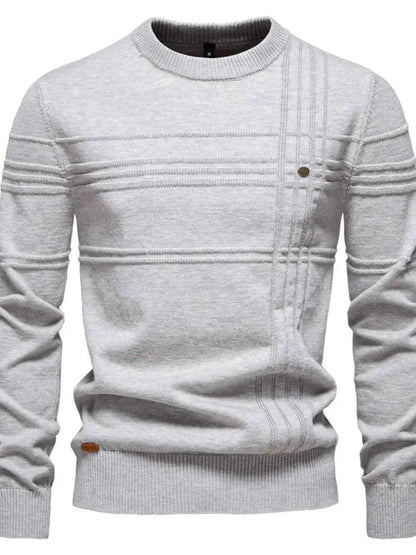 Men's Round Neck Striped Sweater