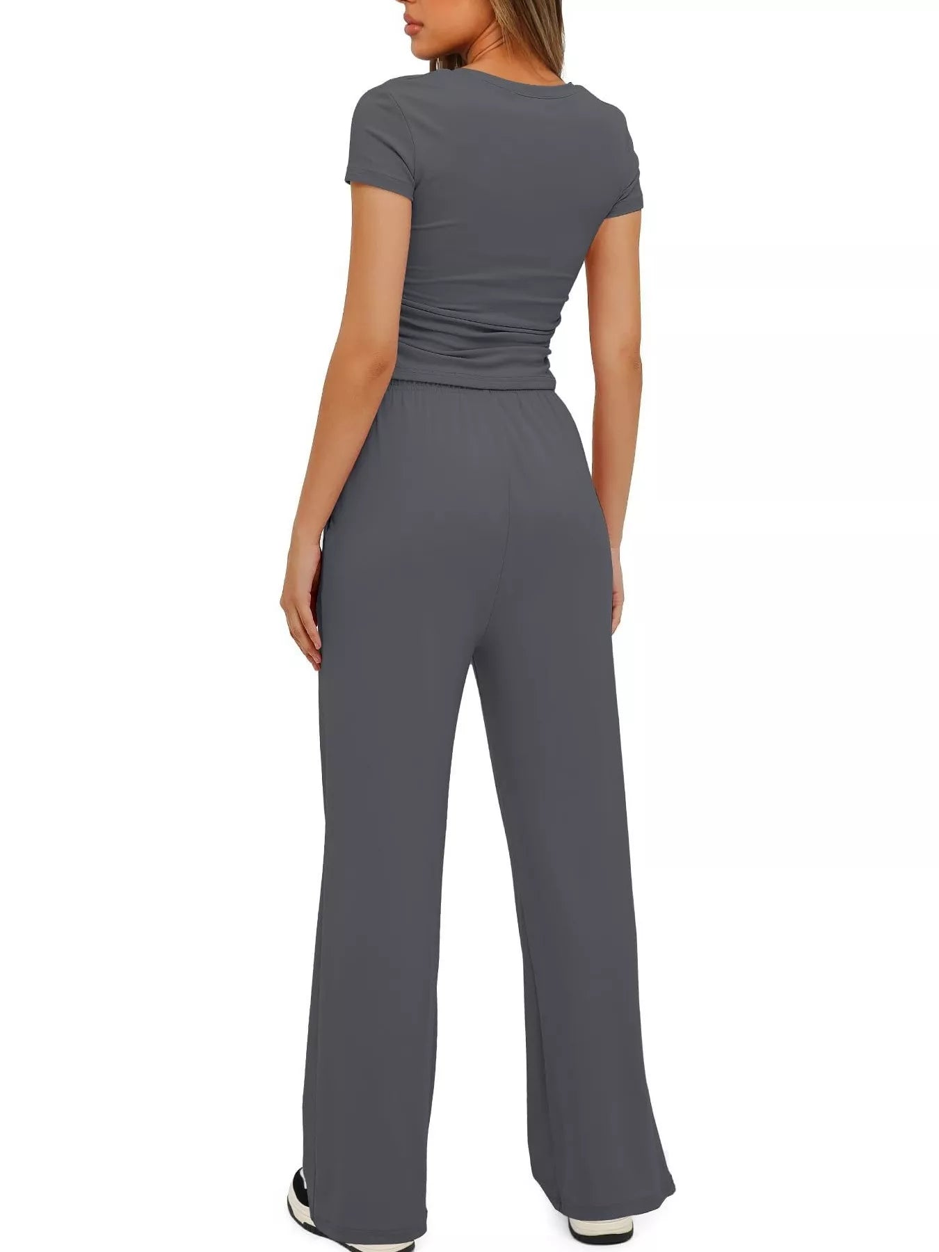 Round Neck Short Sleeve T-Shirt and Pants Set