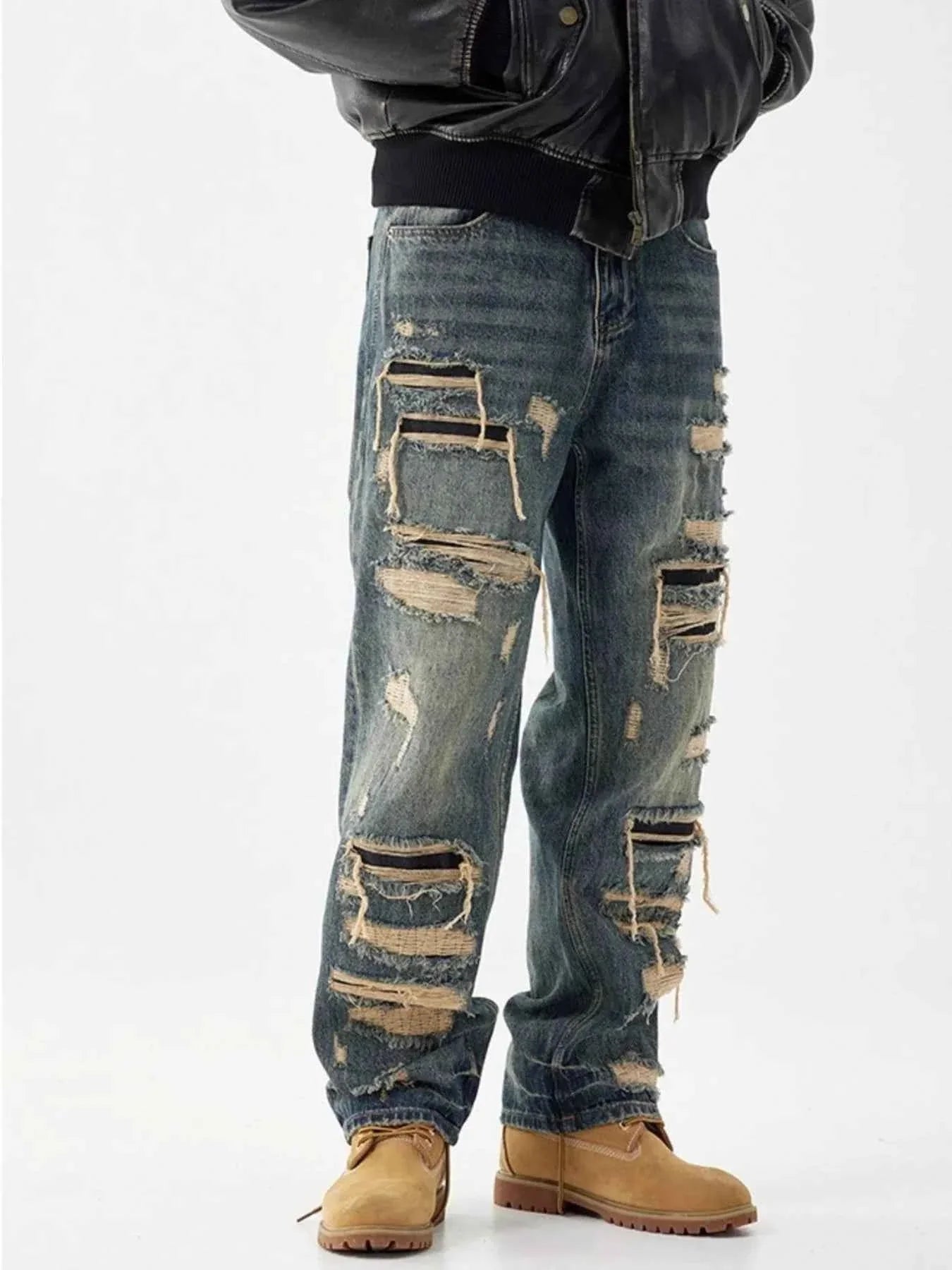 Men's Distressed Wide Leg Jeans