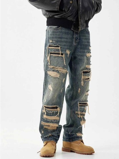 Men's Distressed Wide Leg Jeans
