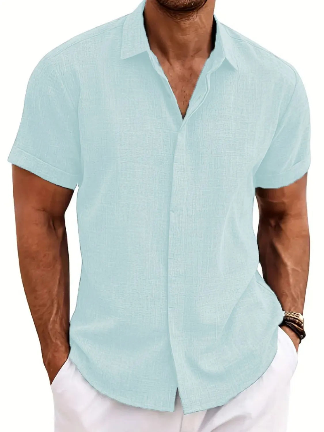 Men's Full Size Collared Neck Short Sleeve Shirt Plus Size