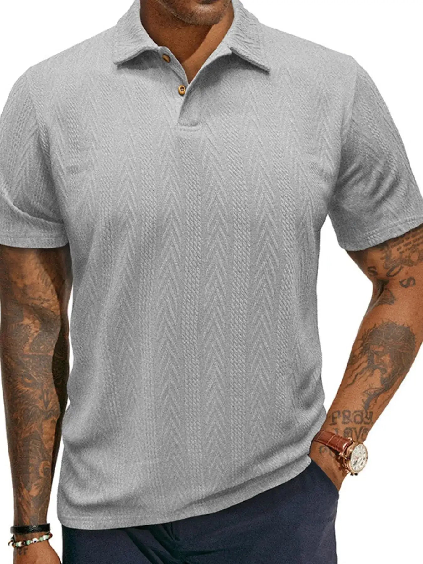 Men's Classic Chevron Textured Polo Shirt