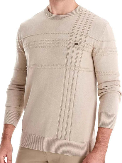 Men's Round Neck Striped Sweater