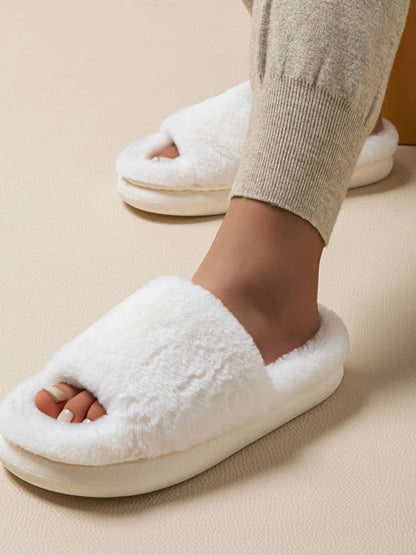 Fluffy Open Toe Comfort Slippers