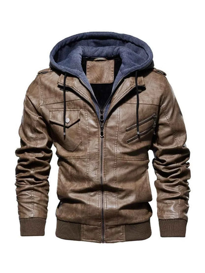 Men's Full Size Zip Up Drawstring Hooded Jacket Plus Size