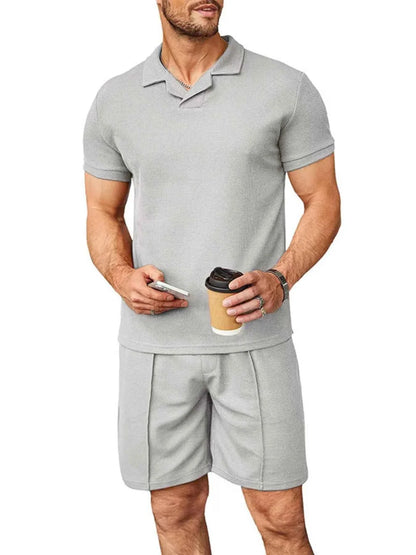 Men's Plus Size Short Sleeve Top and Shorts Set