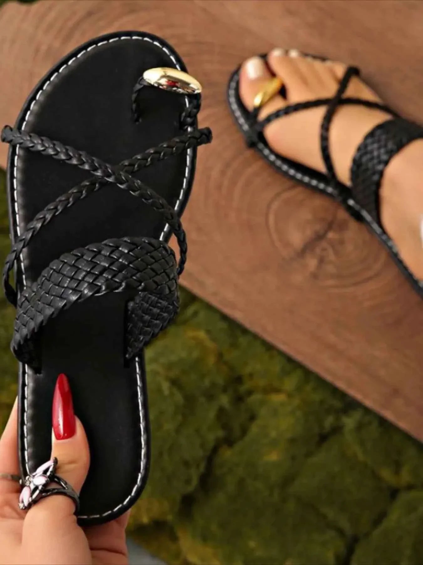 Crisscross Strap Flat Sandals