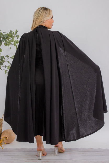 Vestido midi de talla grande Stella Cape - Negro