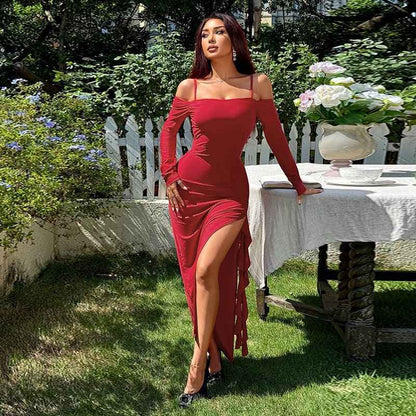 One Shoulder Dress : With Slit Dress