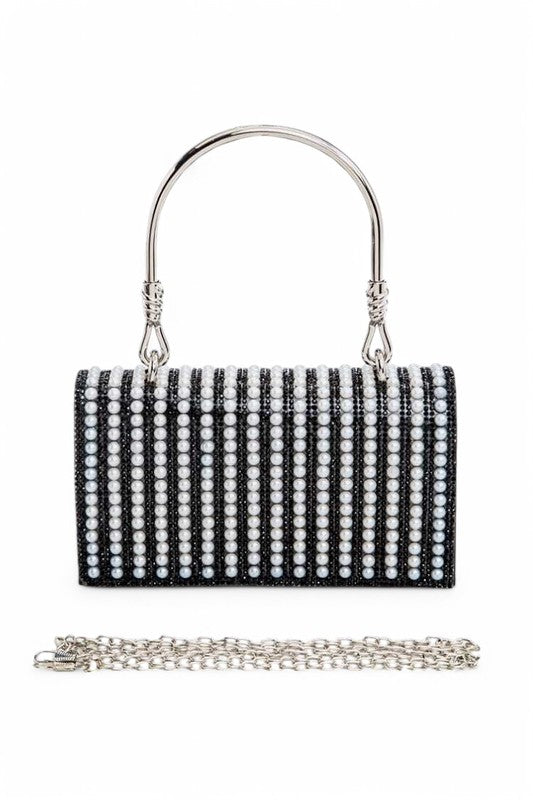 Pearl Accent Top Handle Convertible Clutch